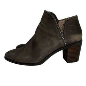 Lucky Brand Pincah Brown Leather Distressed Booties Side Zippers Size 10M